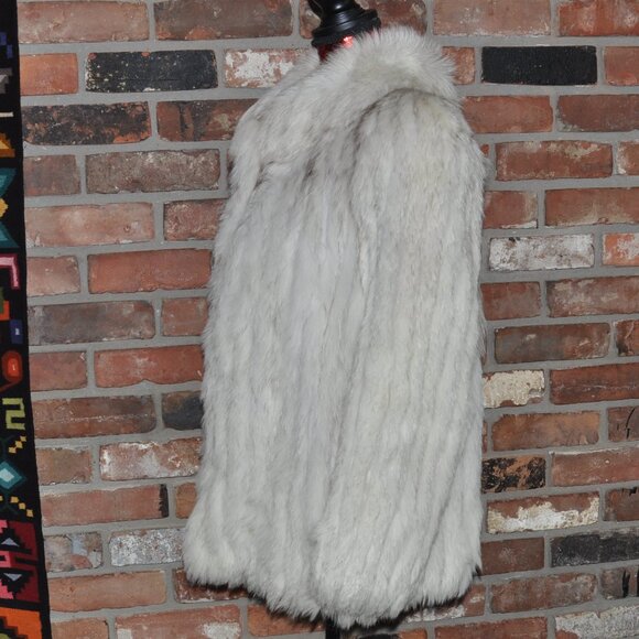 Saga NORWEGIN BLUE WHITE ARCTIC FOX FUR Grey Suede Jacket Car Coat 10 M - Picture 8 of 12